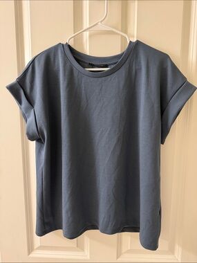 Tahari Short Sleeve Crewneck Tee in Slate Blue